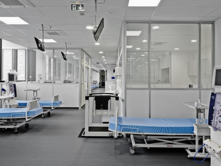 inside view of a clinic with empty beds